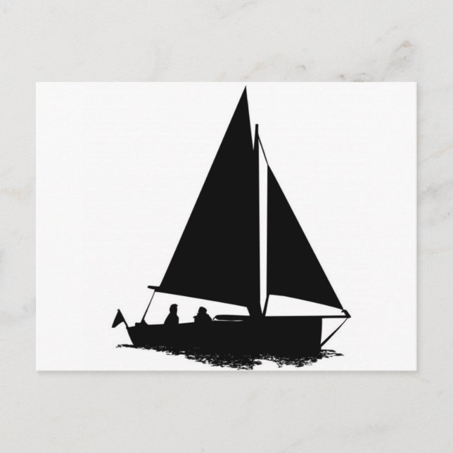 Cartão Postal Silhouette de Boat Preto (Frente)