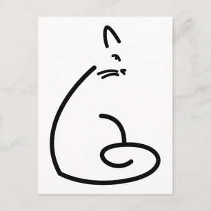 Cartão Postal Silhouette de Gato Suave Artístico