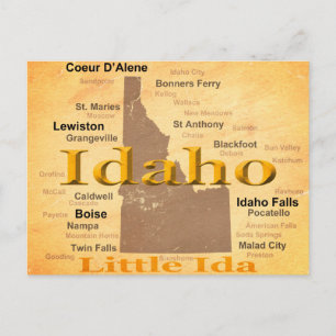 Cartão Postal Silhouette de Mapa do Orgulho Estatal de Idaho Env