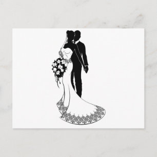 Cartão Postal Silhouette de Noiva e Casamento de Groom