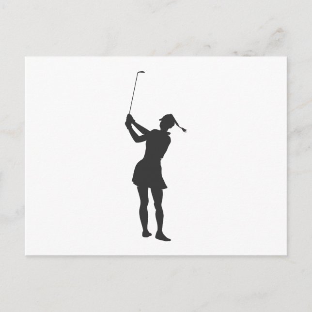 Cartão Postal Silhouette de uma mulher jogando golfe (Frente)