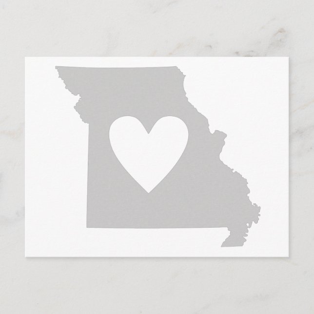 Cartão Postal Silhouette do estado de Heart Missouri (Frente)