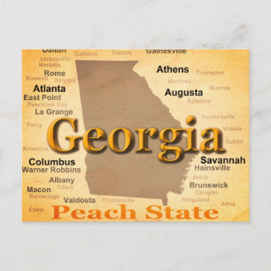 Cartão Postal Silhouette do Mapa do Orgulho Estatal da Geórgia E