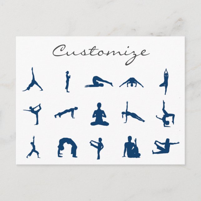 Cartão Postal Silhouette Yoga Poses Thunder_Cove (Frente)
