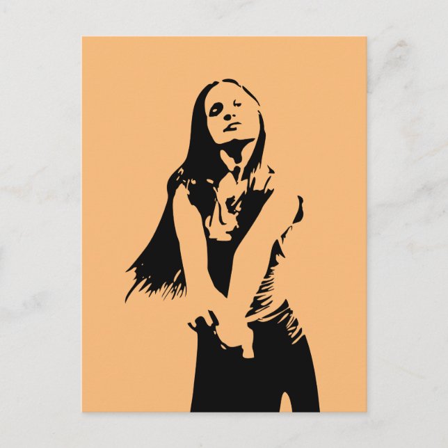 Cartão Postal Silhout Black Dancing Girl (Frente)