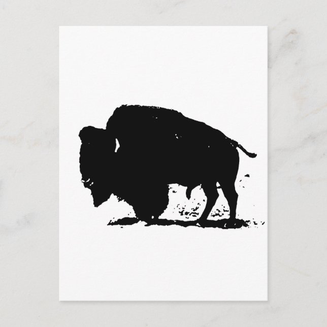 Cartão Postal Silhoute de Buffalo Preto e Branco (Frente)
