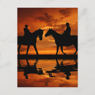 Cartão Postal Silhub de cowboy escalador do Sunset Ocidental