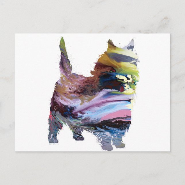 Cartão Postal Silhueta abstrata de Caim terrier (Frente)