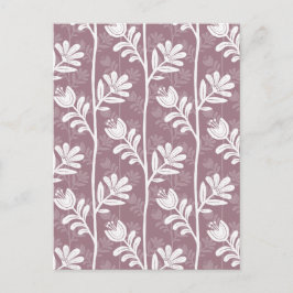 Cartão Postal Silhueta Botânica Rosa Mauve Floral Vintage