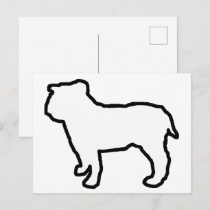 Cartão Postal Silhueta Branca de Bulldog
