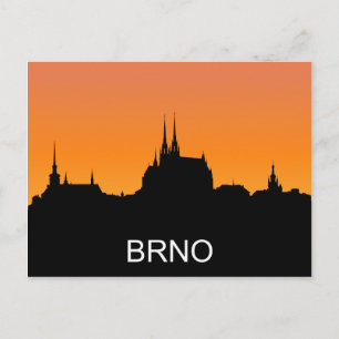 Cartão Postal Silhueta Brno, ilustração do pôr do sol de ver