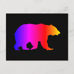 Cartão Postal Silhueta Colorida de Urso Cinzento