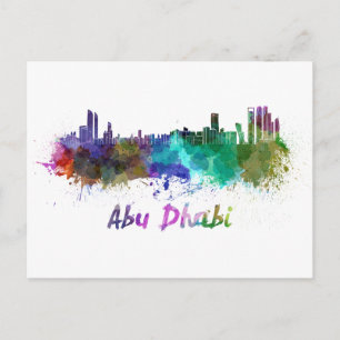 Cartão Postal silhueta de Abu Dhabi em aquarela