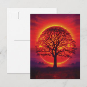 Cartão Postal Silhueta de Árvore Majestosa ao Pôr do Sol Céu de
