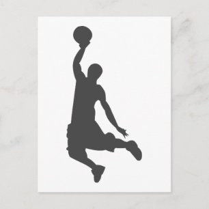 Cartão Postal Silhueta de basquete Slam Dunk