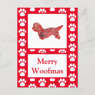 Cartão Postal Silhueta de Cão Dandie Dinmont Vermelho Feliz Nata