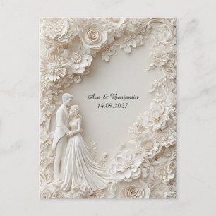 Cartão Postal 🌸 Silhueta de Casamento Elegante Floral em Papel