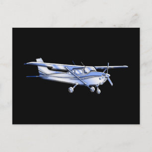Cartão Postal Silhueta de Cessna Clássica de Aeronaves Voando e