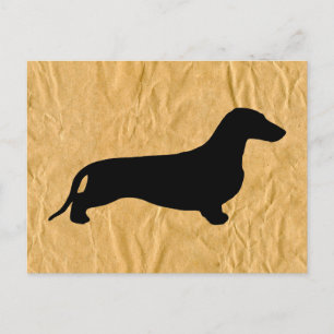 Cartão Postal Silhueta de Dachshund preta + suas ideias