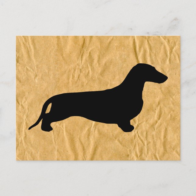 Cartão Postal Silhueta de Dachshund preta + suas ideias (Frente)
