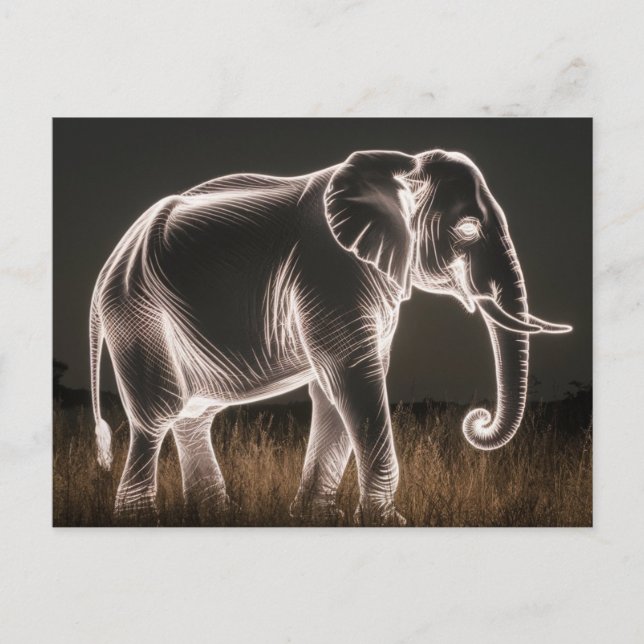 Cartão Postal Silhueta de elefante luminoso (Frente)