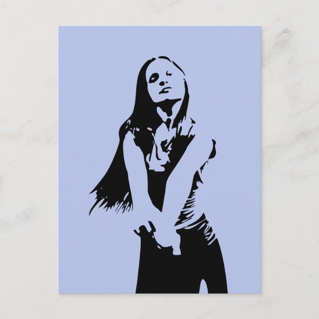 Cartão Postal Silhueta de Garota Negra Dançando Fashion (Frente)