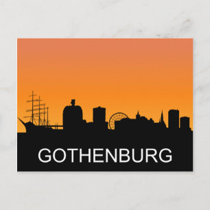 Cartão Postal Silhueta de Gotemburgo, ilustração do pôr do sol d
