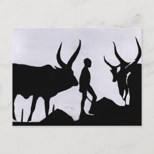 Cartão Postal Silhueta de Menino Africano