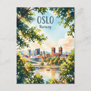 Cartão Postal Silhueta de Oslo Noruega