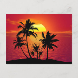 Cartão Postal Silhueta de Palmeiras ao Pôr do Sol-65143