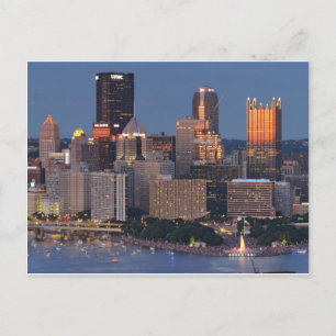 Cartão Postal Silhueta de Pittsburgh ao Anoitecer