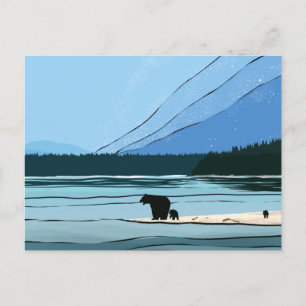Cartão Postal Silhueta de Urso do Pacífico Noroeste