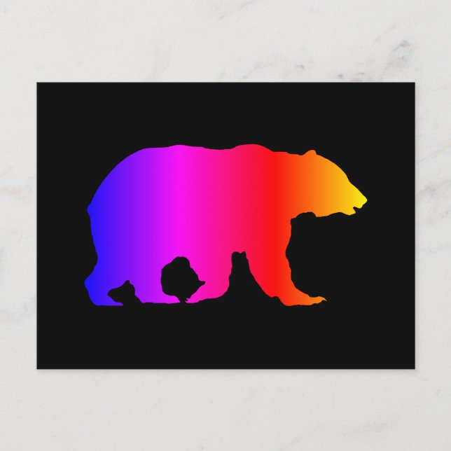 Cartão Postal Silhueta de Urso Grizzly Colorida (Frente)