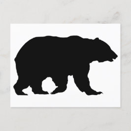 Cartão Postal Silhueta de Urso Pardo Caminhando da Esquerda para