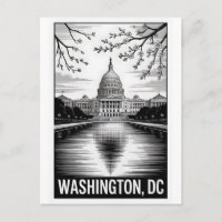 Silhueta de Washington DC em Preto e Branco em Xil