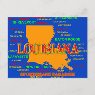 Cartão Postal Silhueta do Mapa do Orgulho do Estado da Louisiana