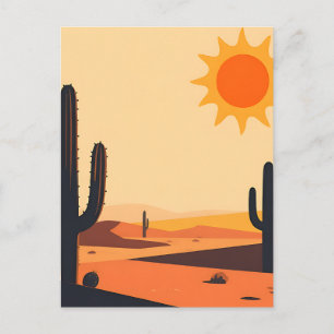 Cartão Postal Silhueta do pôr do sol do cacto do deserto