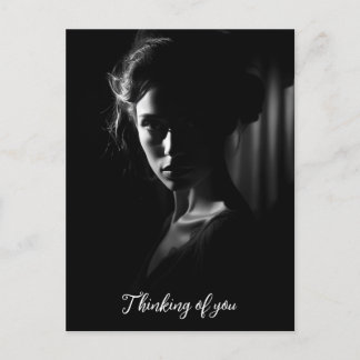 Cartão Postal Silhueta do rosto de uma mulher foto P&B