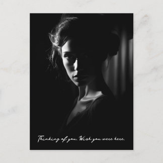 Cartão Postal Silhueta do rosto feminino Foto B&W