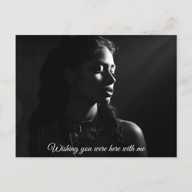 Cartão Postal Silhueta do rosto feminino Foto B&W (Frente)