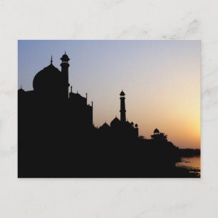 Cartão Postal Silhueta do Taj Mahal ao pôr do sol, Agra,