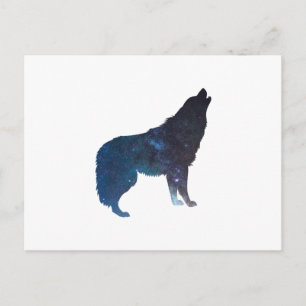 Cartão Postal Silhueta do universo Wolf - Escolha a cor de fundo