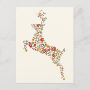 Cartão Postal Silhueta floral de primavera floral elegante e ele