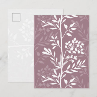 Cartão Postal Silhueta Floral Graciosa Rosa Malva Minimal