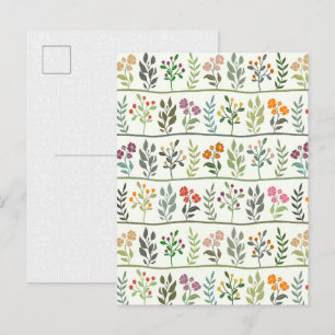 Cartão Postal Silhueta Floral Rapsódia Botânica Colorida