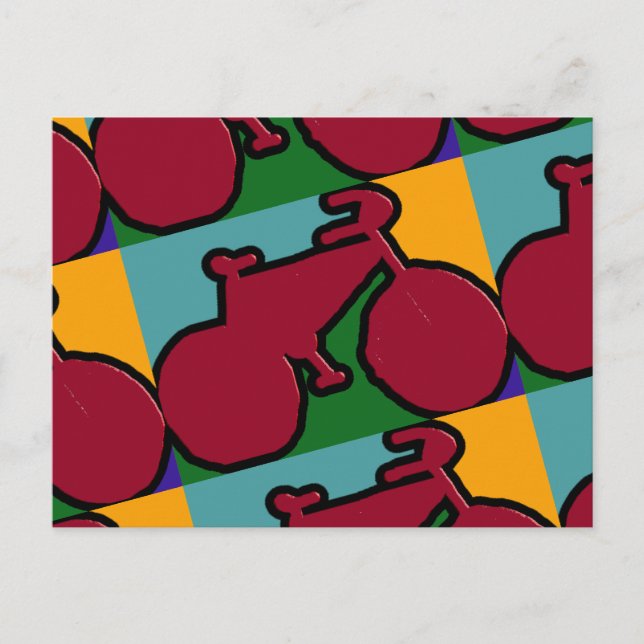 Cartão Postal silhueta vermelha de pop (Frente)