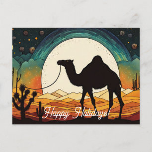 Cartão Postal Silhuette de Camel em Férias Felizes do Deserto