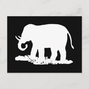 Cartão Postal Silhuette de Elefante Preto e Branco