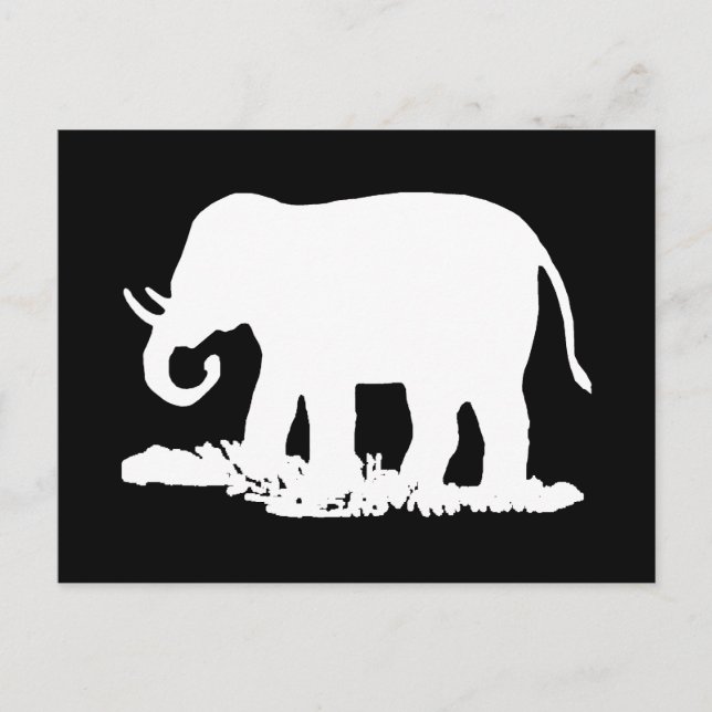 Cartão Postal Silhuette de Elefante Preto e Branco (Frente)