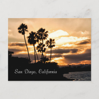 Cartão Postal Silhuette Sunset Em San Diego